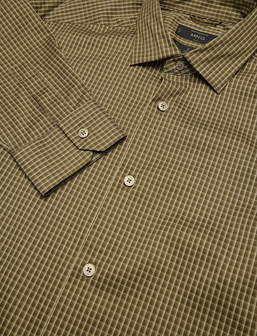 Mango - Slim fit striped cotton shirt - casual skjorter - beige - khaki - 2
