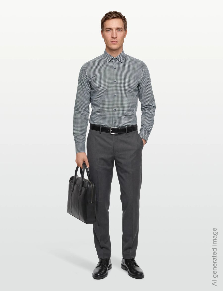 Mango - Slim fit striped cotton shirt - casual skjorter - dark blue - 0