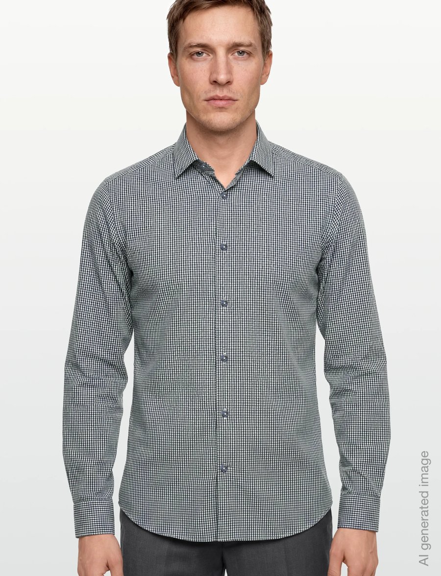 Mango - Slim fit striped cotton shirt - casual skjorter - dark blue - 3