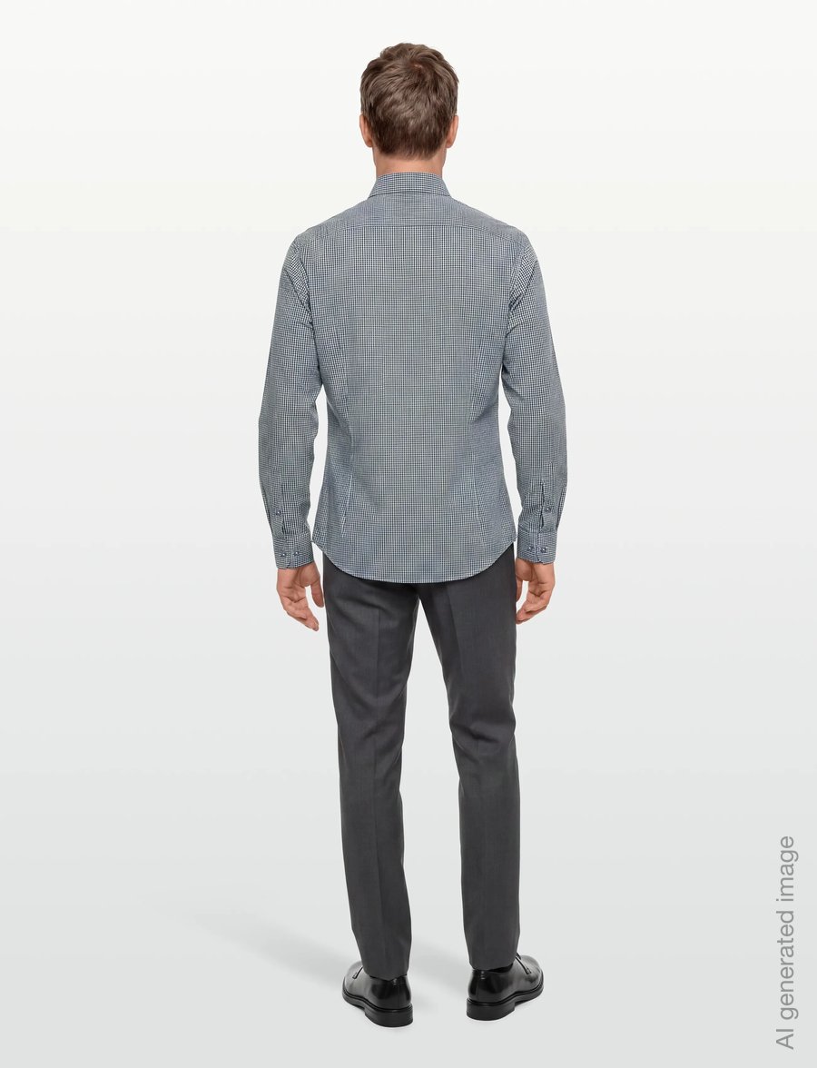 Mango - Slim fit striped cotton shirt - casual skjorter - dark blue - 4