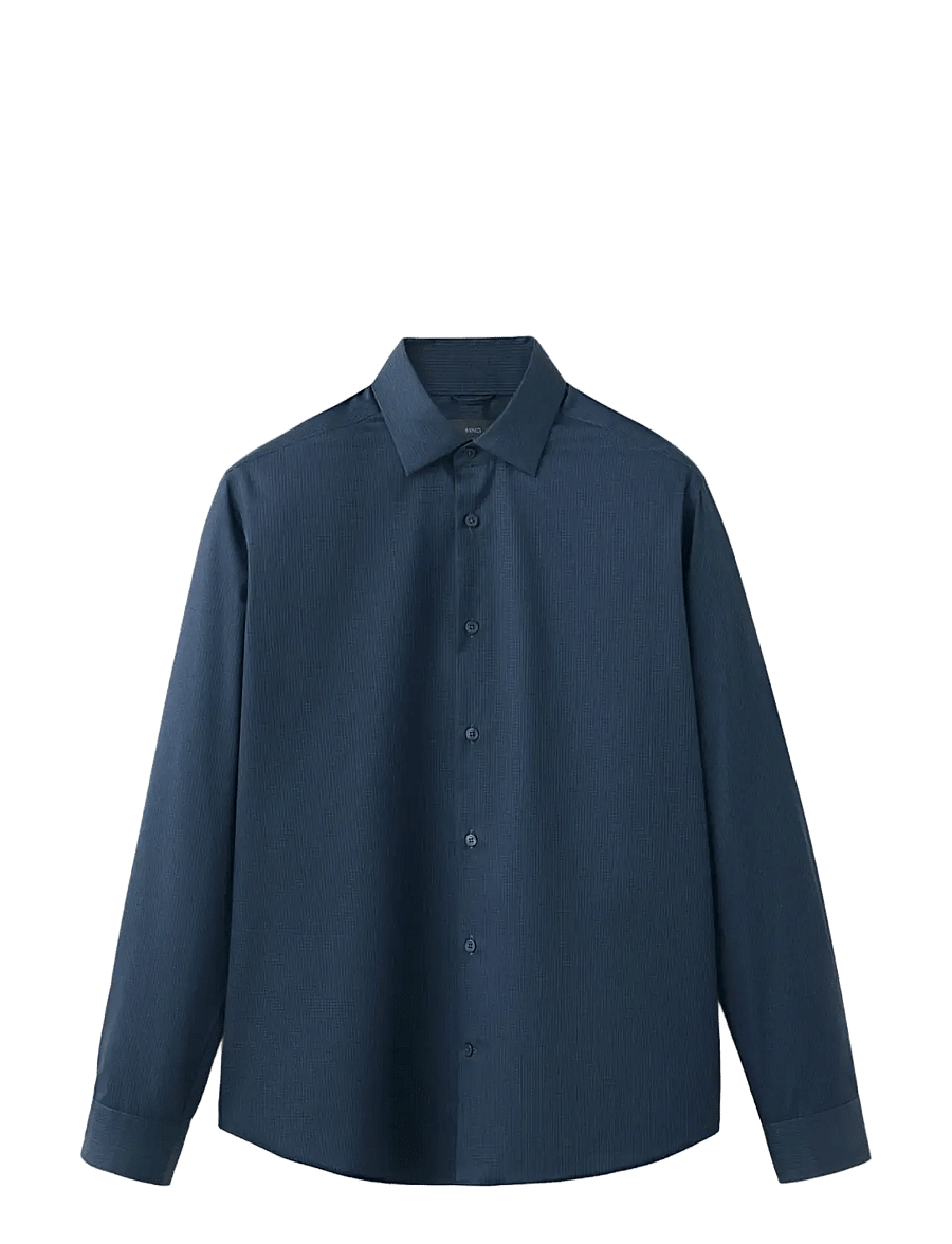 Mango - Slim fit striped cotton shirt - casual skjorter - medium blue - 0