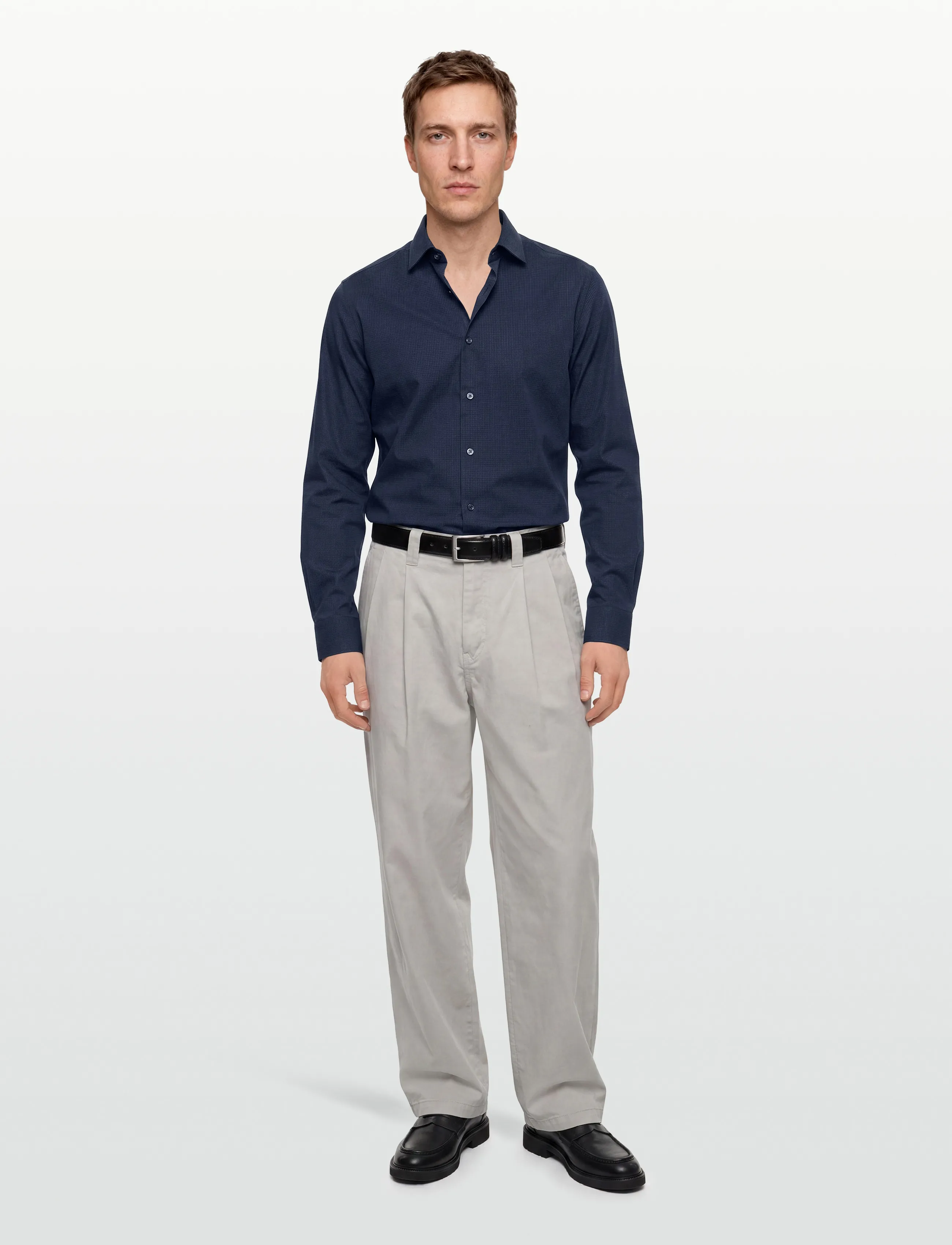 Mango Slim fit striped cotton shirt - Skjortor - MEDIUM BLUE / blue