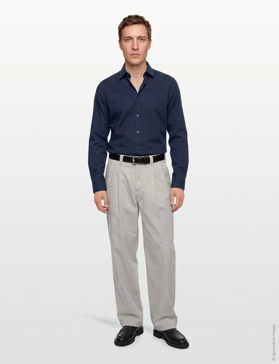 Mango - Slim fit striped cotton shirt - casual skjorter - medium blue - 0