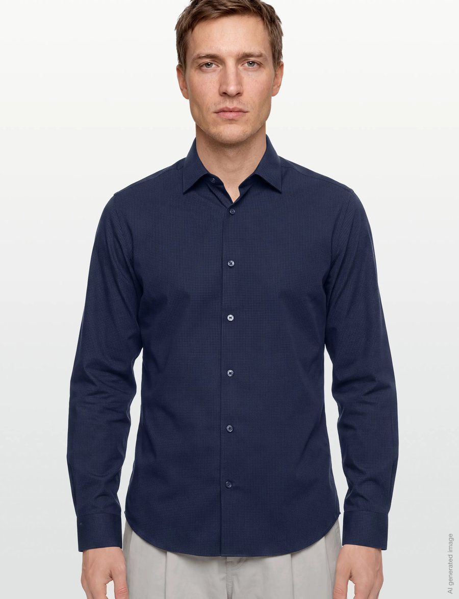 Mango - Slim fit striped cotton shirt - casual skjorter - medium blue - 3