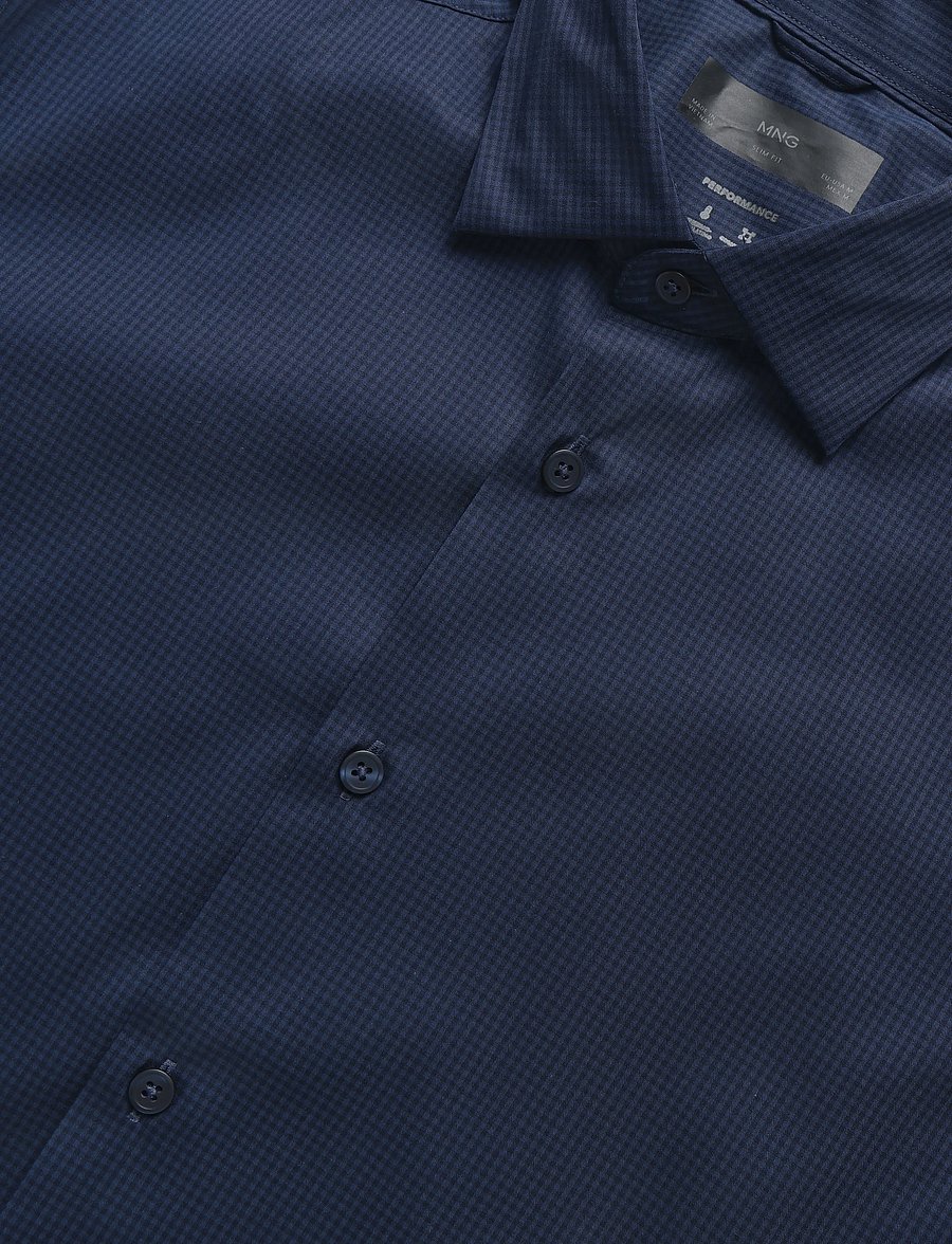 Mango - Slim fit striped cotton shirt - casual skjorter - medium blue - 5