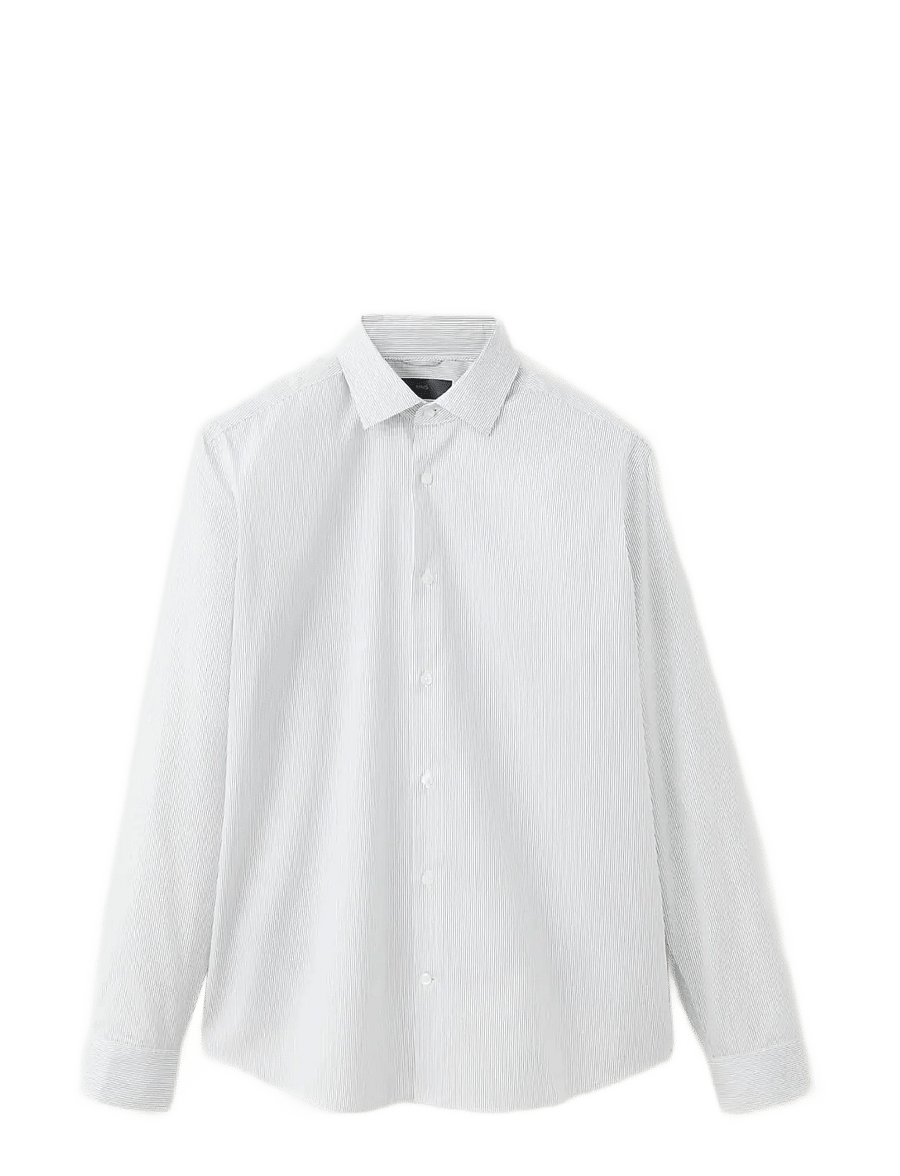 Mango - Slim fit striped cotton shirt - casual skjorter - white - 0