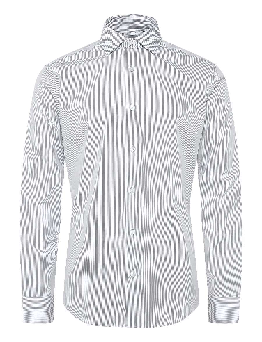 Mango - Slim fit striped cotton shirt - casual skjorter - white - 0