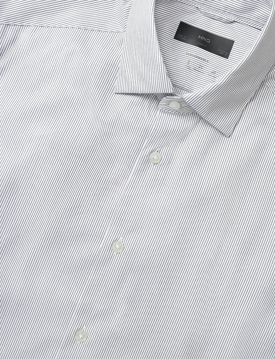 Mango - Slim fit striped cotton shirt - casual skjorter - white - 2