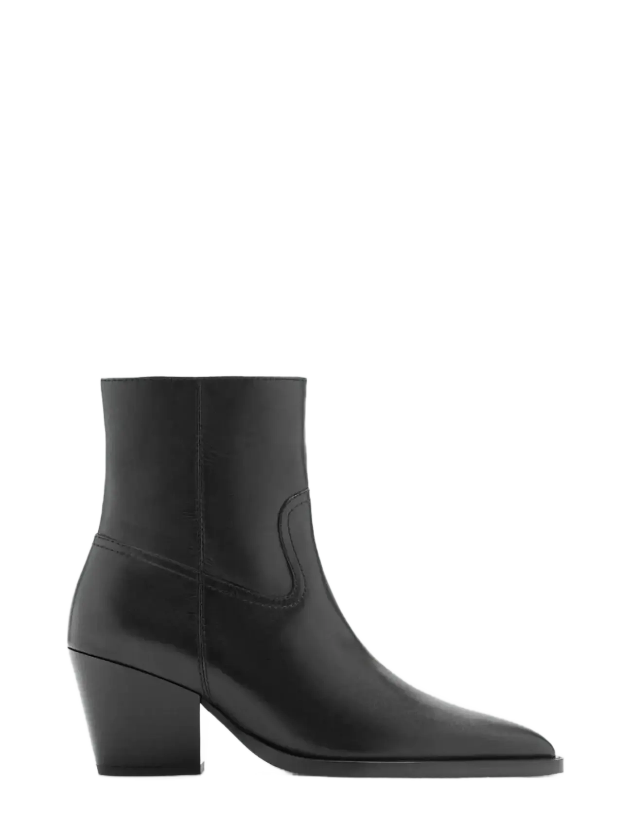 Mango Leather pointed ankle boots - Sko - BLACK / black