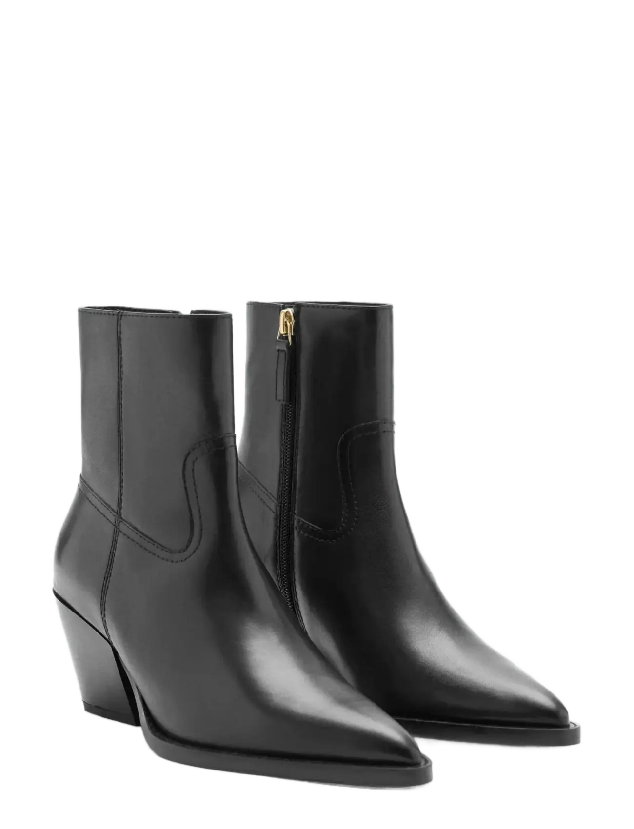 Mango - Leather pointed ankle boots - støvletter - black - 1