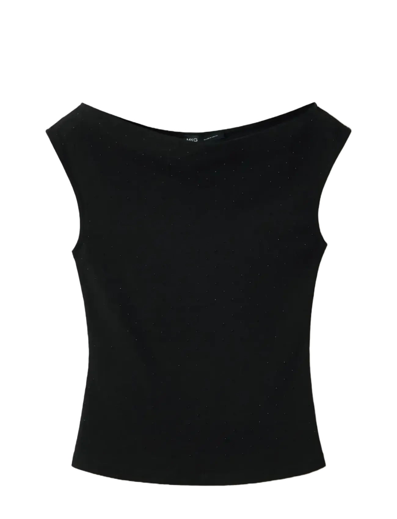 Mango - Asymmetrical top with rhinestones - linnen - black - 1