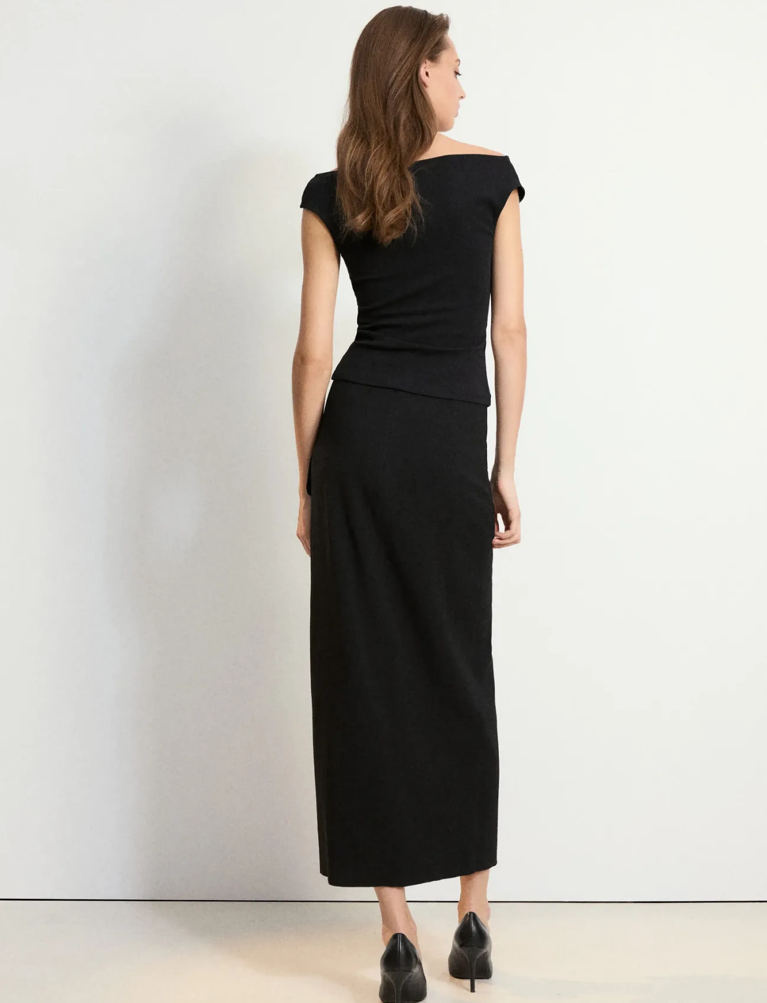 Mango - Asymmetrical top with rhinestones - linnen - black - 2