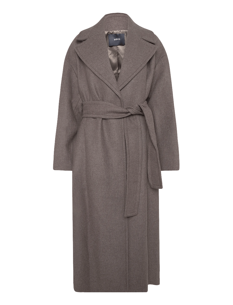 Mango - Manteco wool coat with belt - vinterjakker - medium brown - 0
