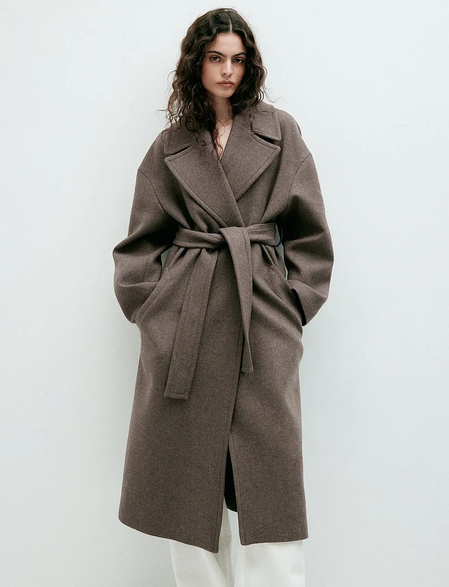 Mango - Manteco wool coat with belt - vinterjackor - medium brown - 0