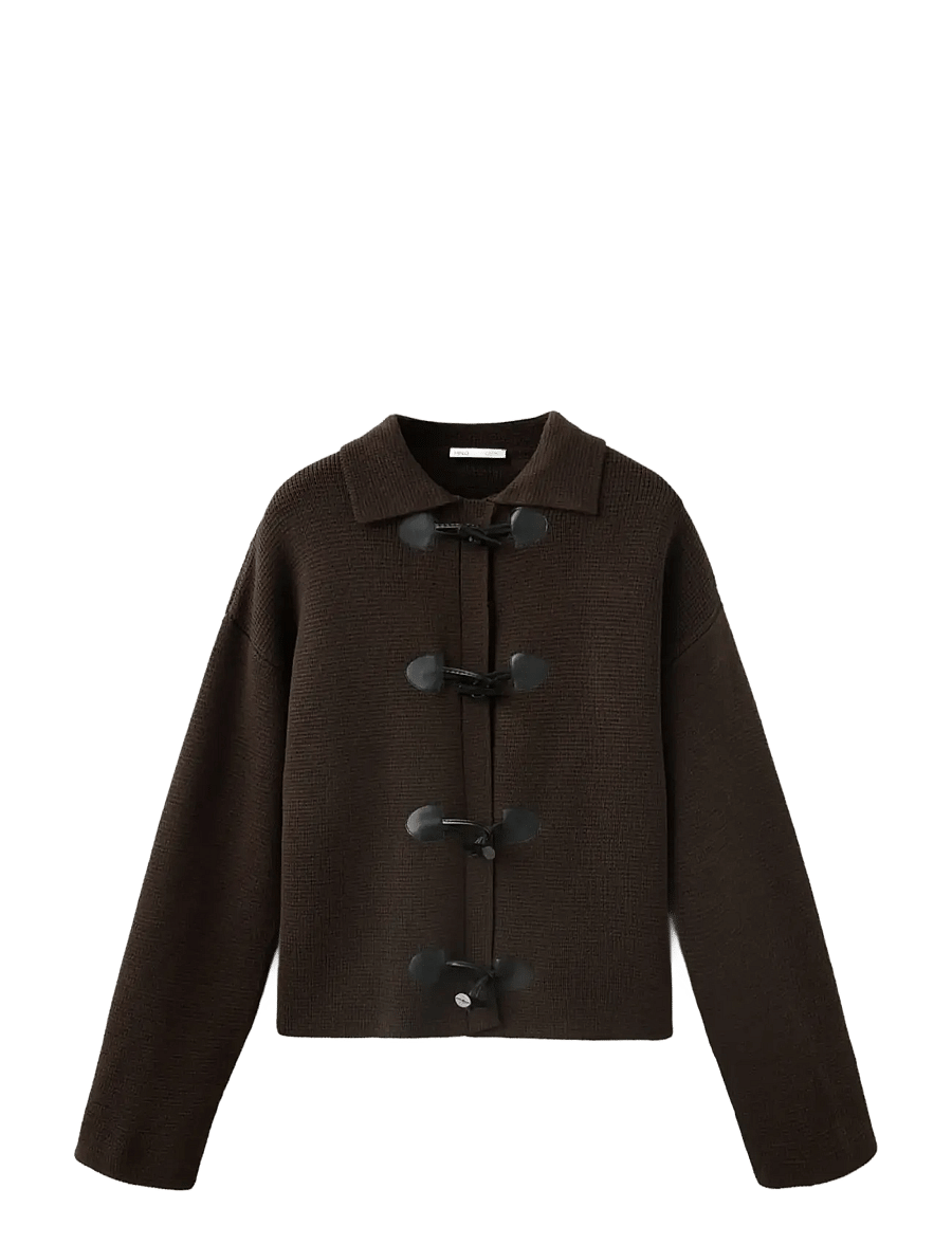 Mango - Knitted jacket with frog closures - lette jakker - brown - 0
