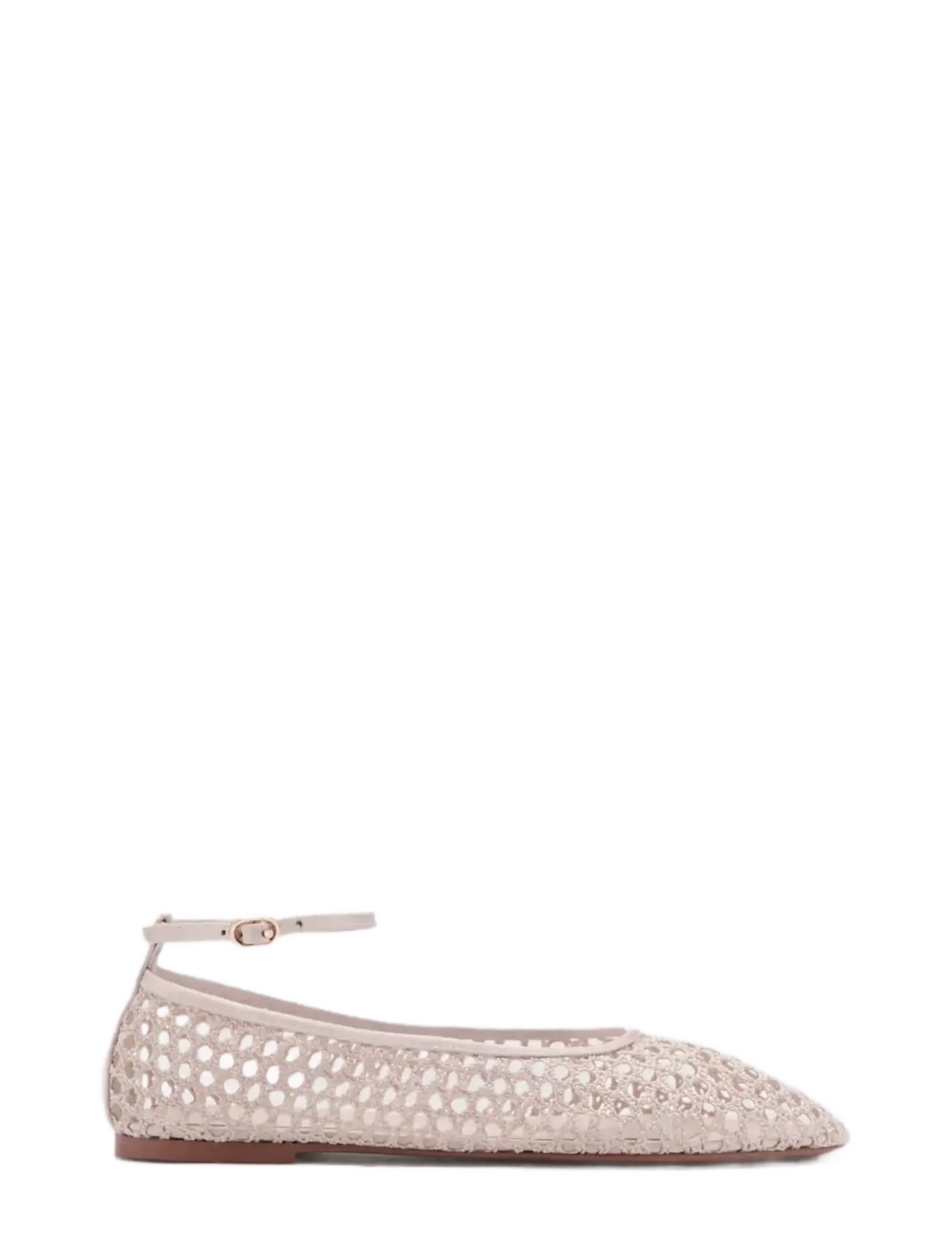 Mango Crochet ankle strap ballerinas - Ballerinas - LT-PASTEL PINK / pink/rose