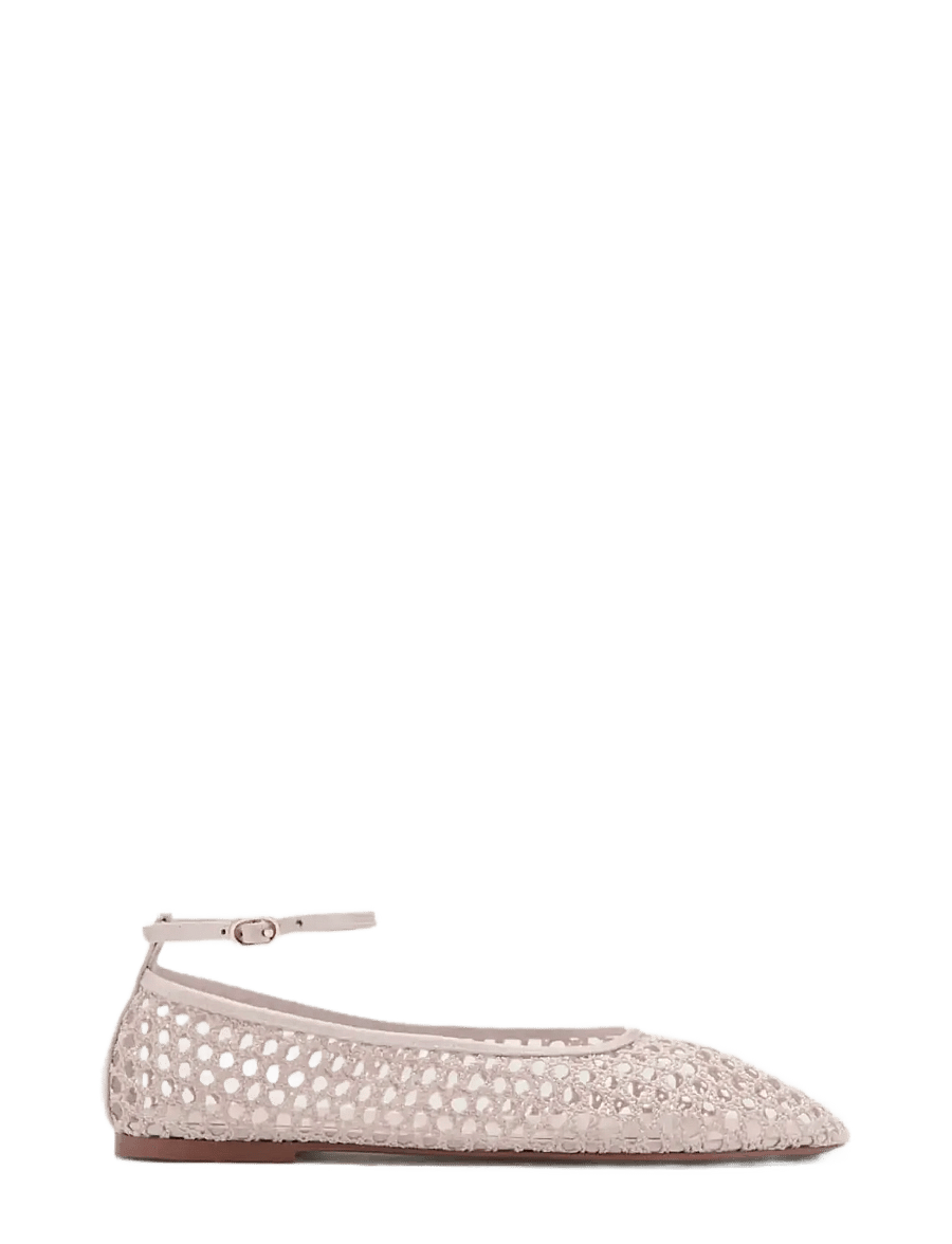 Mango - Crochet ankle strap ballerinas - besondere anlässe - lt-pastel pink - 0