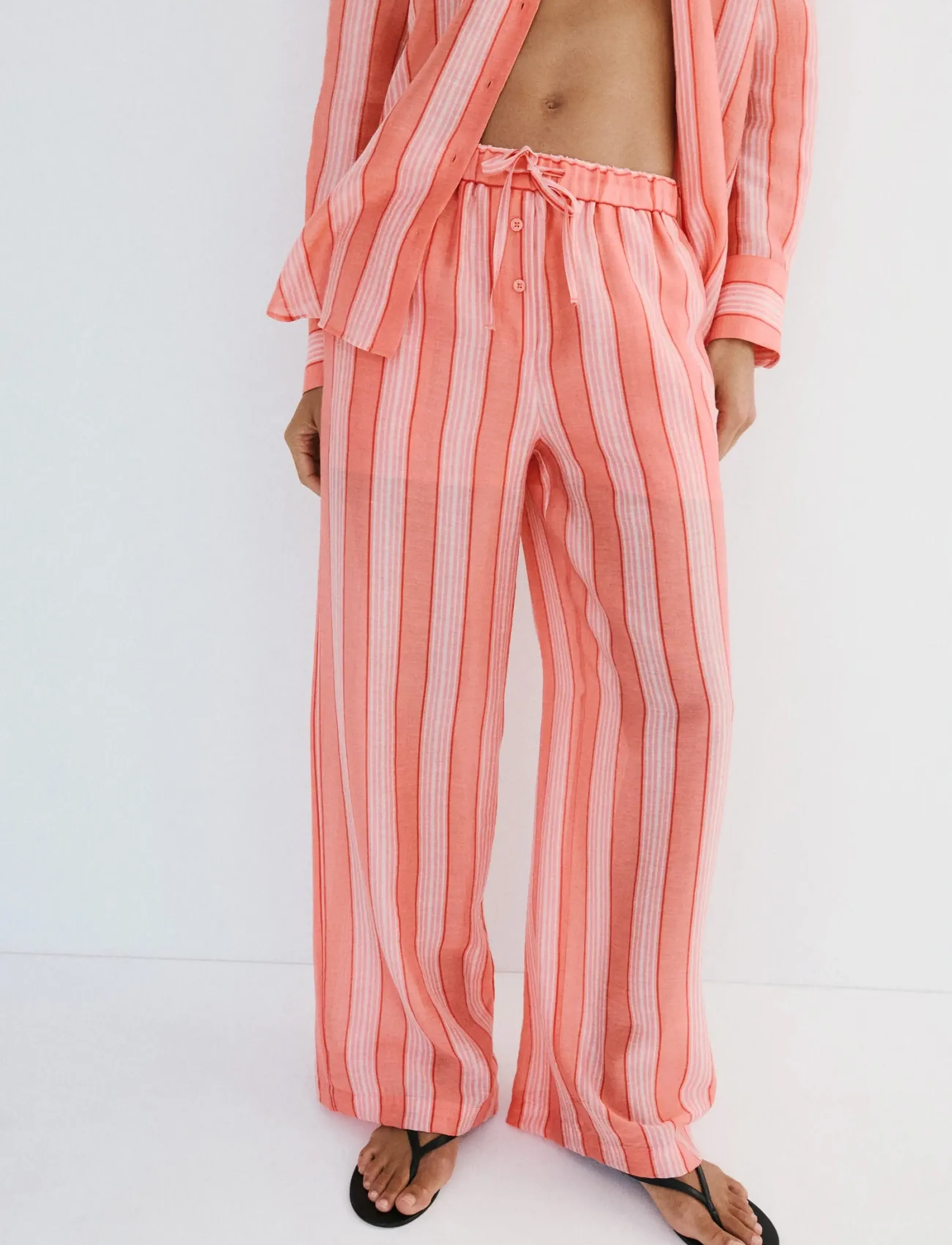 Mango Straight Striped Trousers, Kvinder, Stribede Bukser, Orange, Str: S