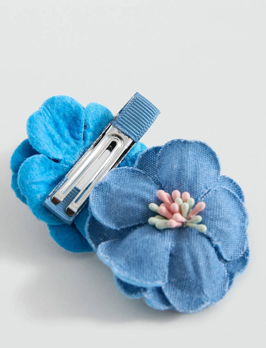 Mango - Pack of 2 flower hair clips - hårklämmor - medium blue - 1