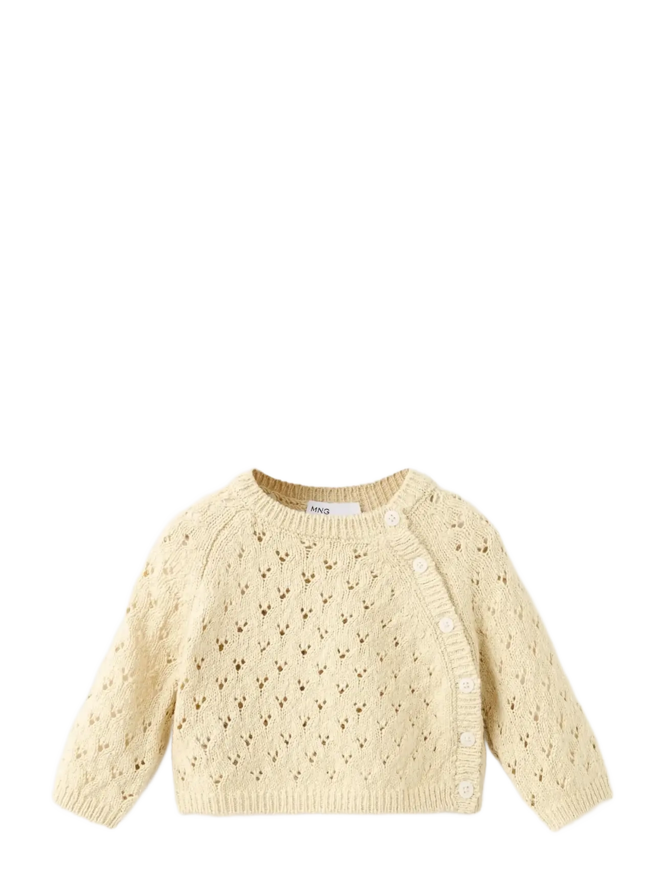Mango Openwork Knit Sweater, 1-3M, Yellow, Strik > Cardigans, Børn
