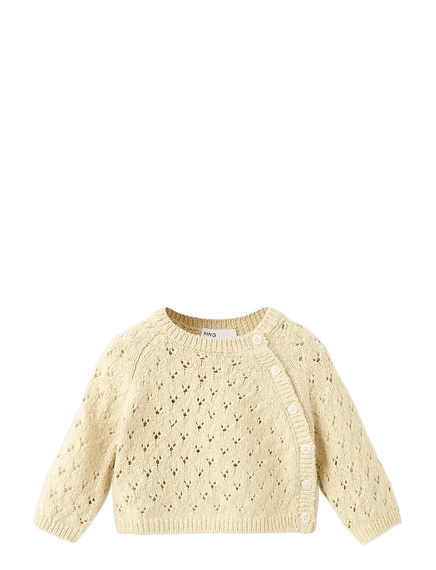 Mango - Openwork knit sweater - medium yellow - 0