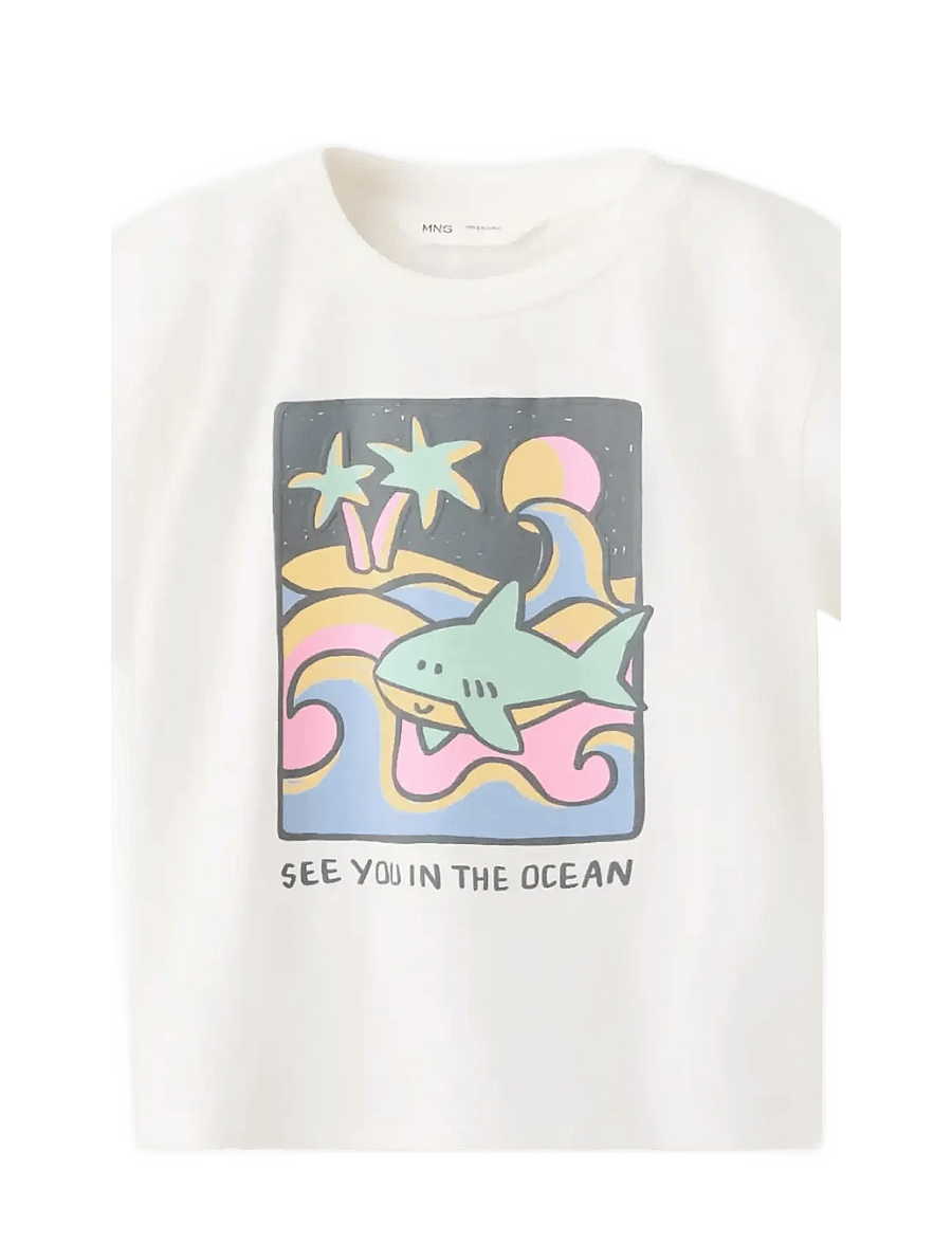 Mango - Printed cotton-blend t-shirt - lyhythihaiset t-paidat - white - 0