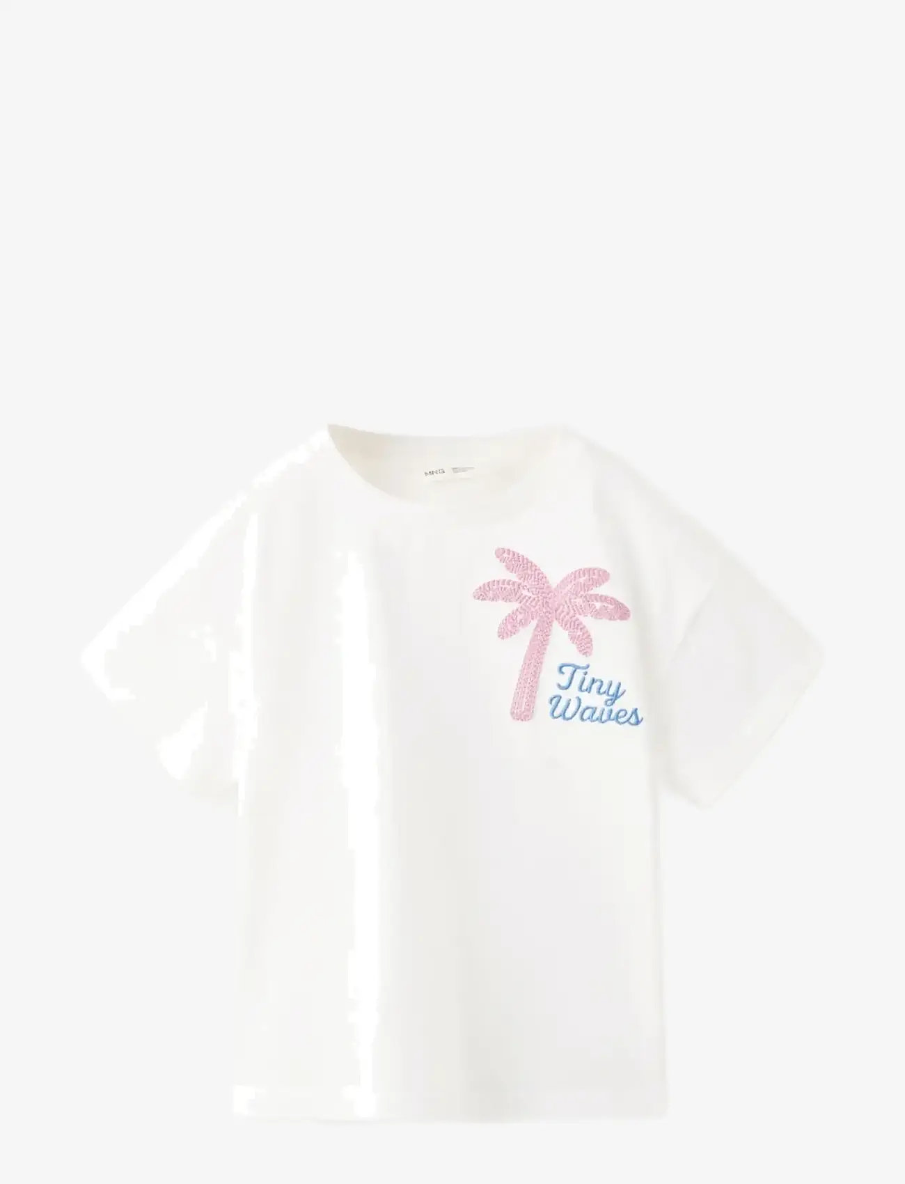 Mango - Embroidered palm tree T-shirt with back slit - kortärmade t-shirts - natural white - 1