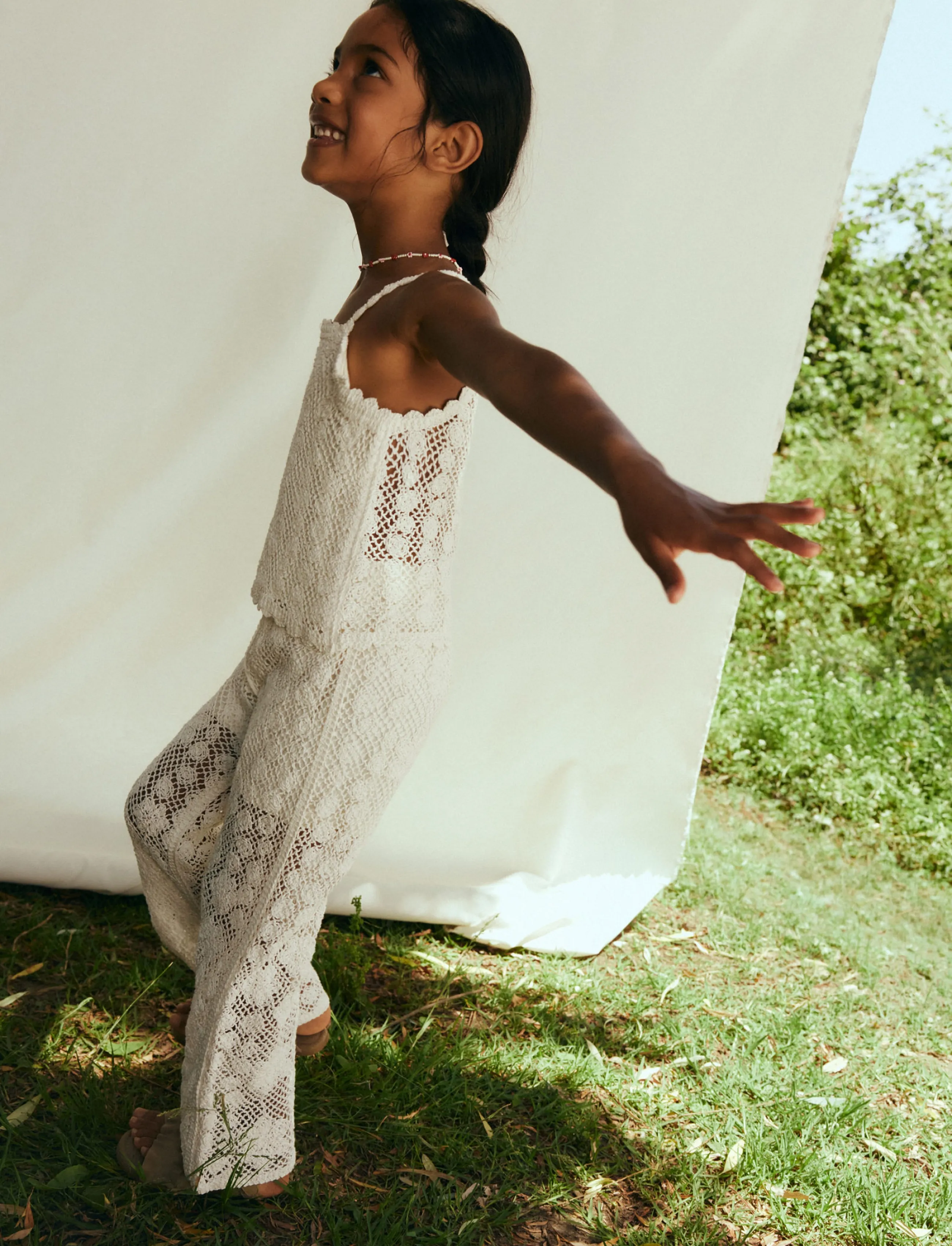 Mango Crochet Top, Børn, Hæklet Top, Beige, Str: 18-24M