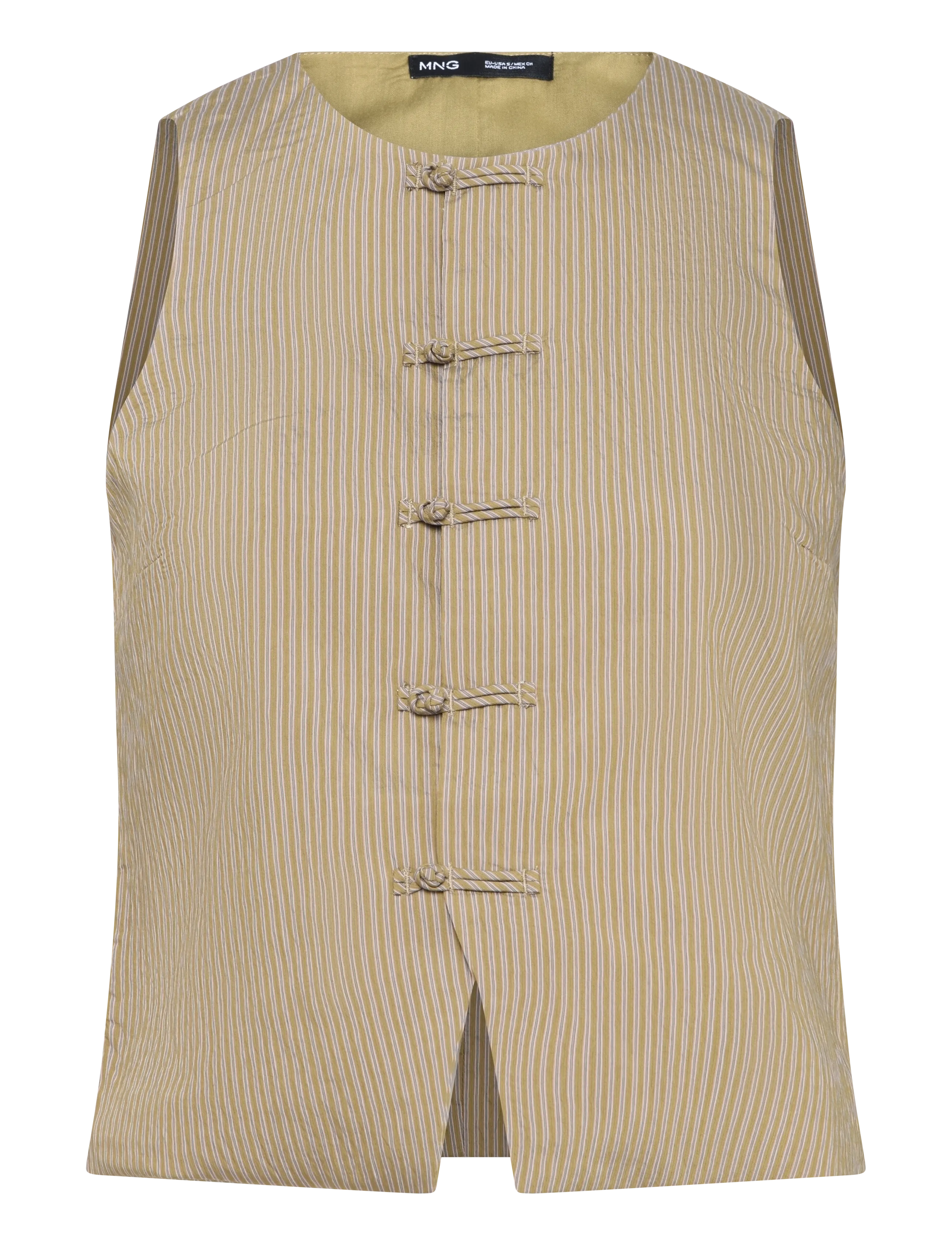 Mango Alamar striped gilet - Veste - GREEN / khaki/green