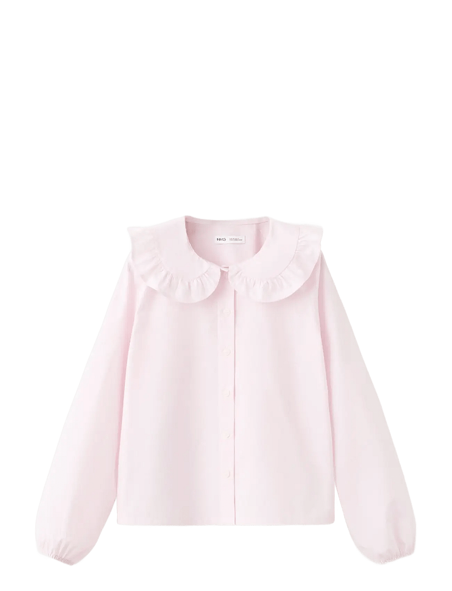 Mango - Double baby-collar shirt - långärmade skjortor - pink - 0