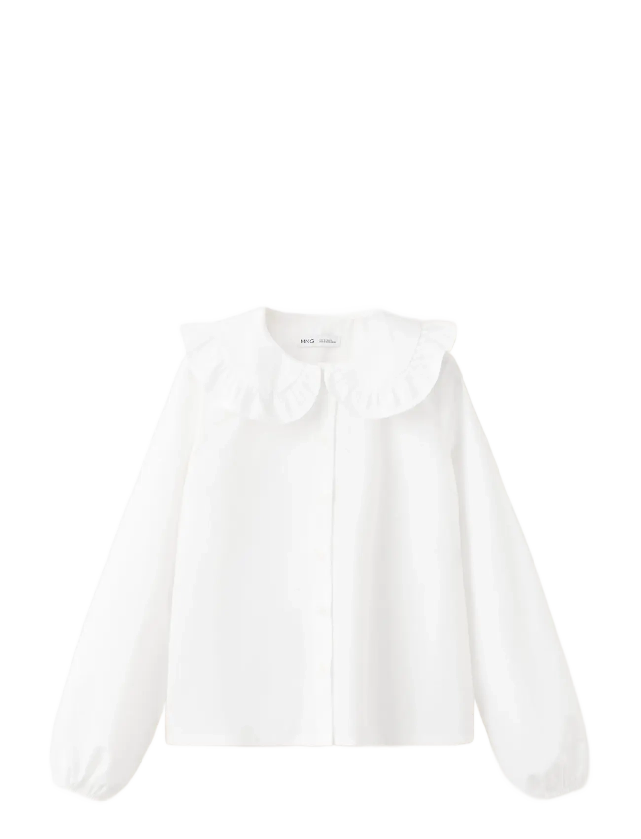 Mango Double Baby-Collar Shirt, 6, White, Skjorter > Langærmede Shirts, Børn