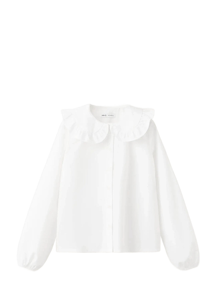 Mango - Double baby-collar shirt - långärmade skjortor - white - 0