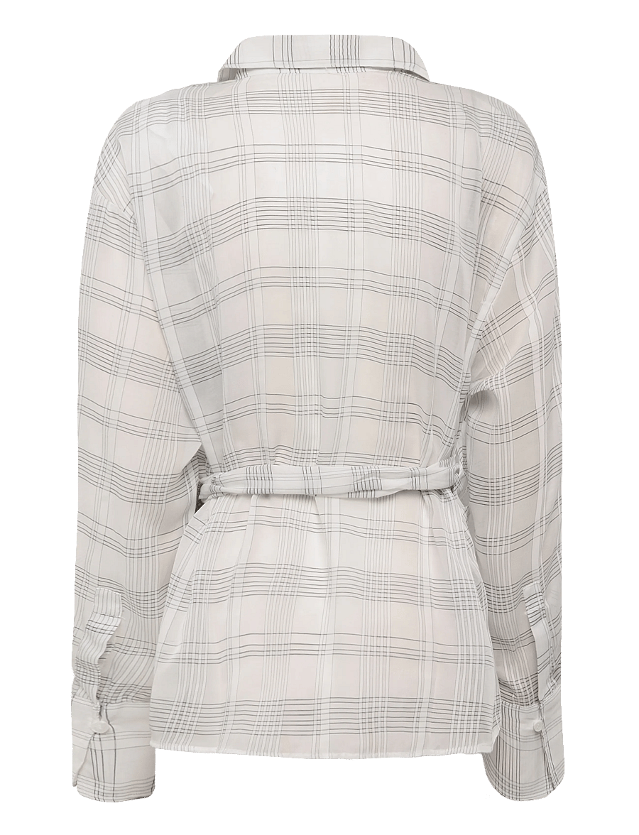 Mango - Bow check shirt - langærmede skjorter - light beige - 1