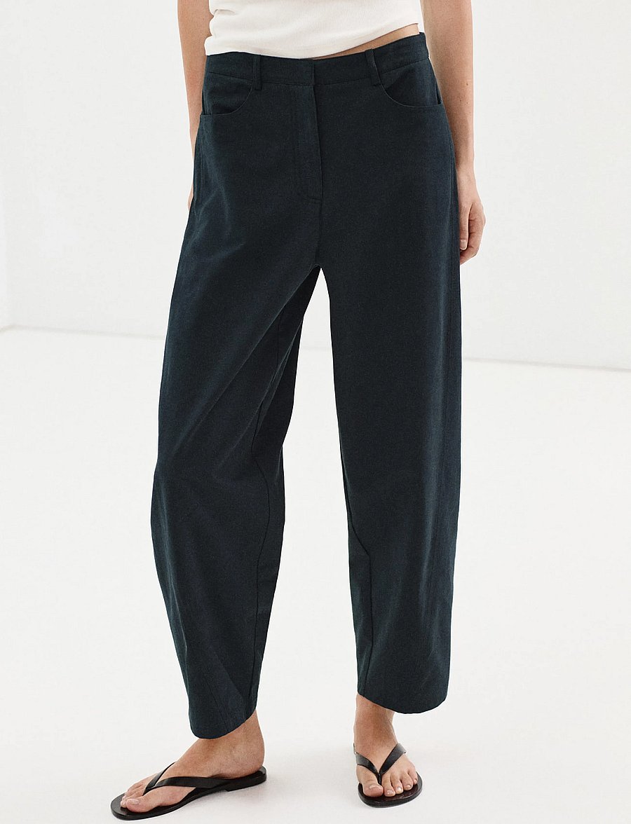 Mango - High-waisted balloon trousers - barrelbyxor - navy - 0