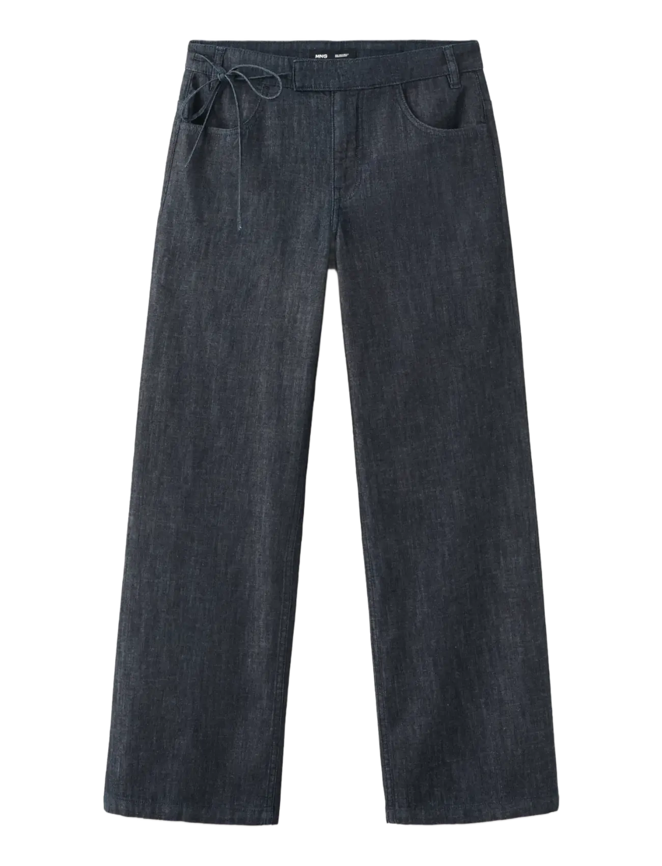 Mango - Low-rise tie jeans - brede jeans - open blue - 1