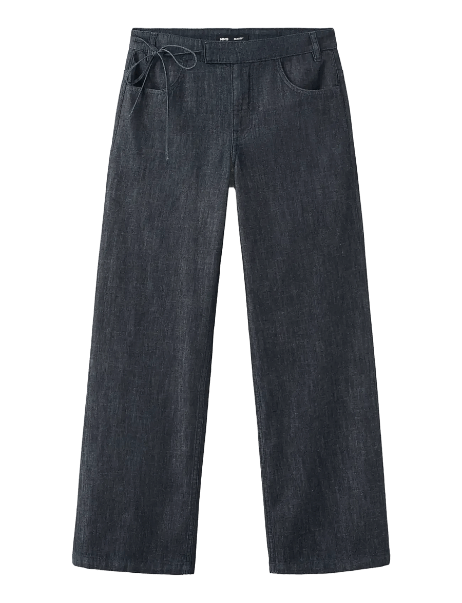 Mango - Low-rise tie jeans - brede jeans - open blue - 1