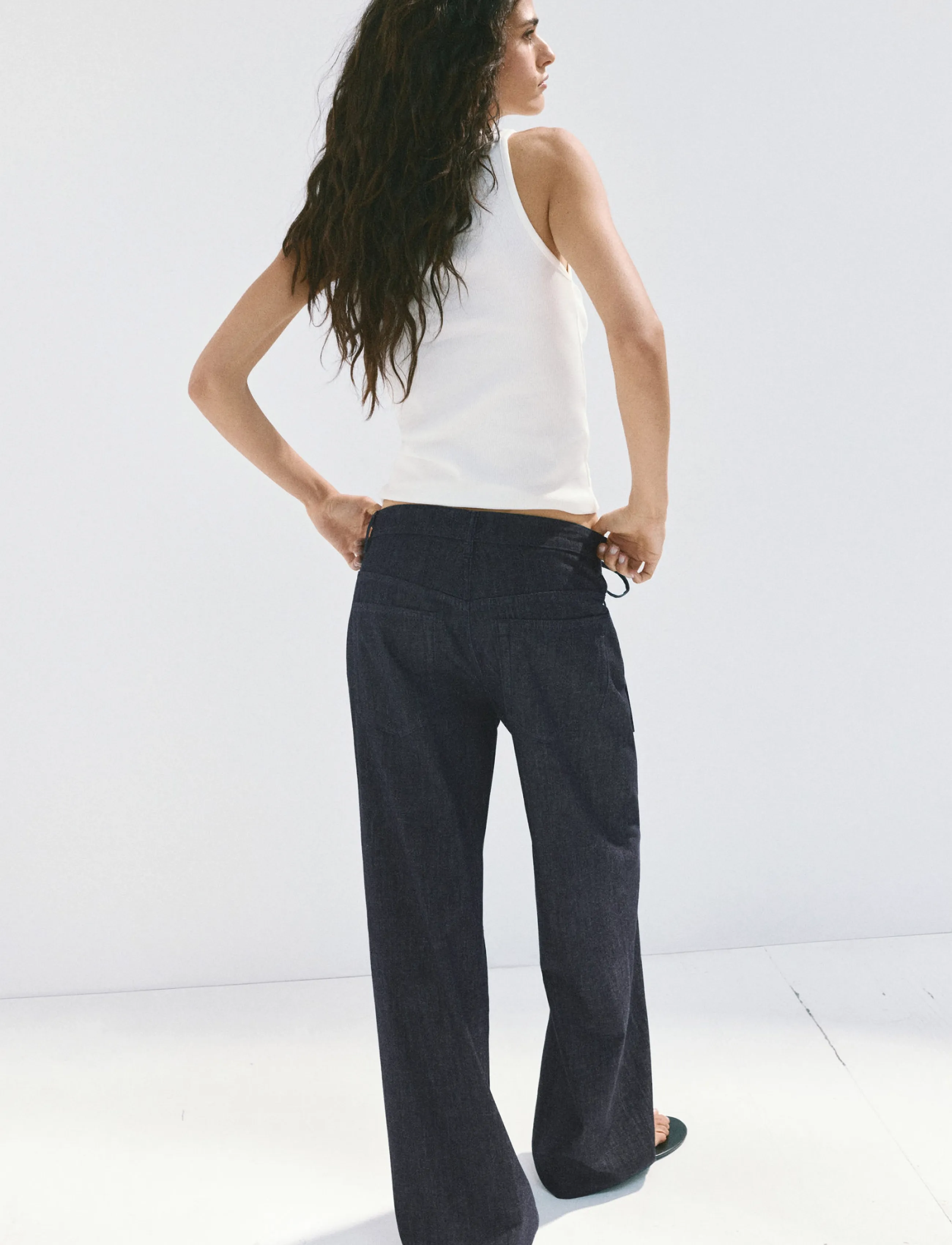 Mango - Low-rise tie jeans - brede jeans - open blue - 2