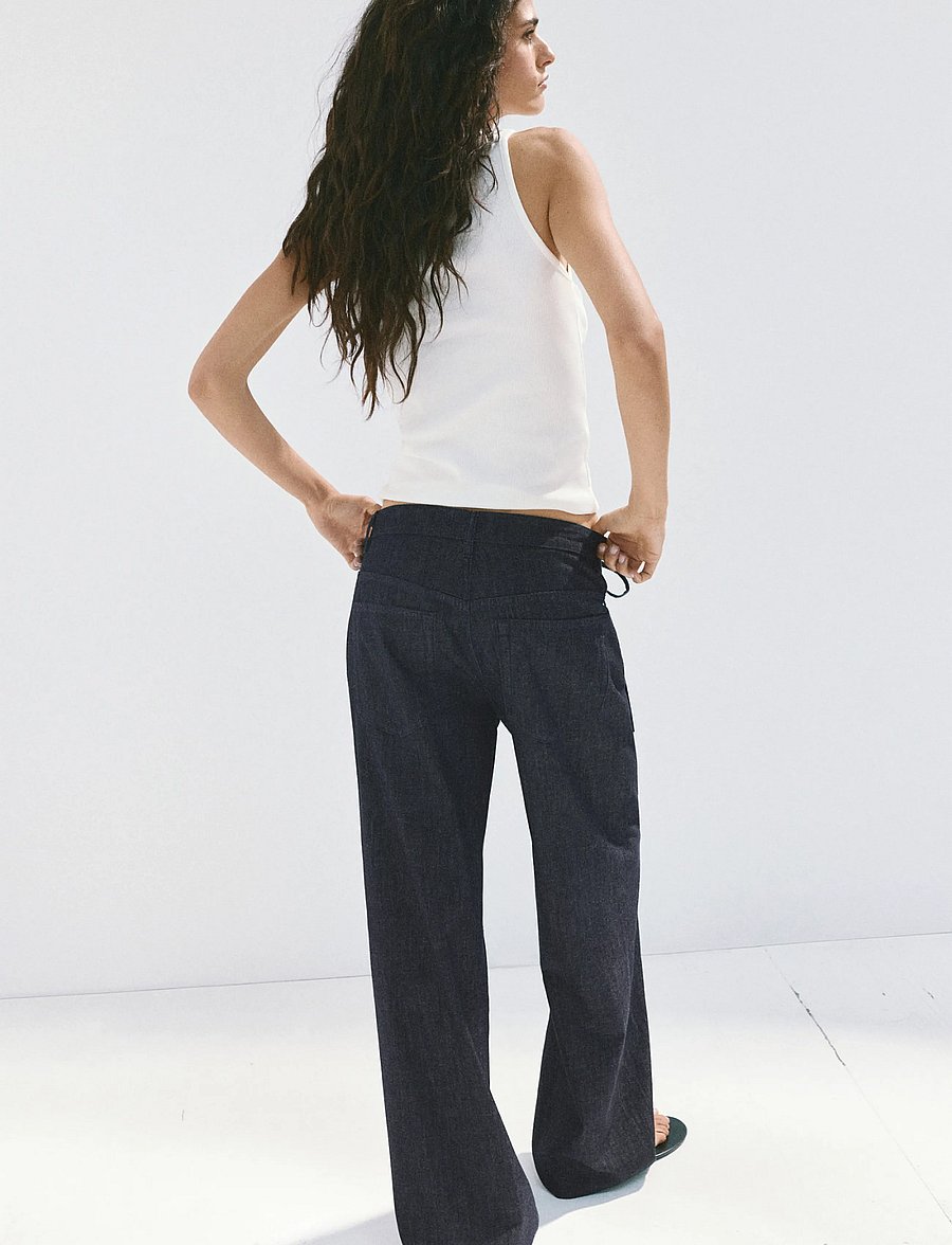 Mango - Low-rise tie jeans - brede jeans - open blue - 2