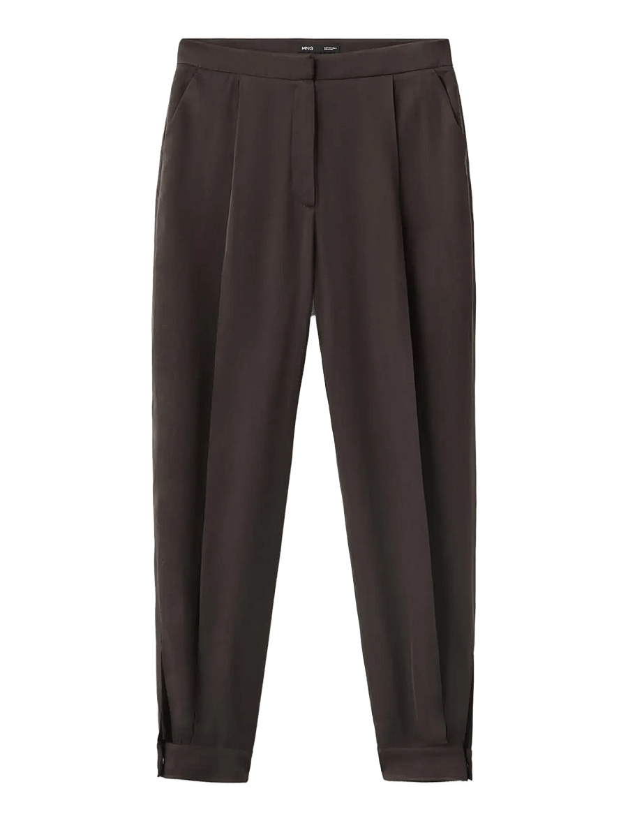 Mango - Cupro harem trousers - barrel-bukser - dark brown - 1
