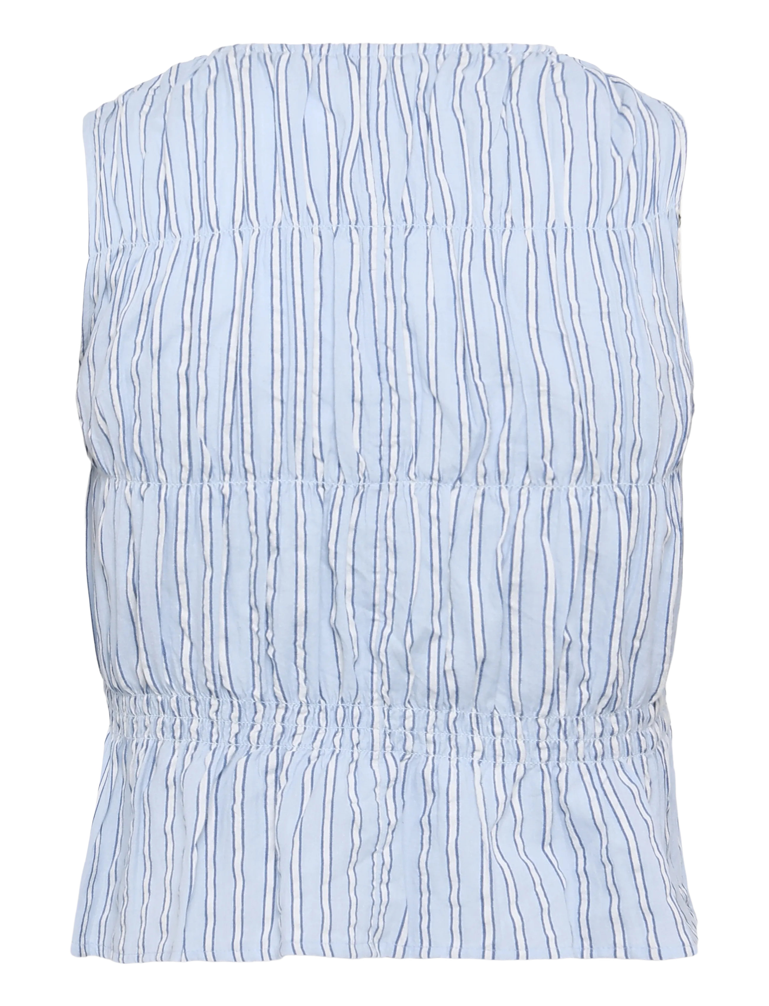 Mango - Gathered 100% cotton striped top - Ærmeløs undertrøje - lt-pastel blue - 2