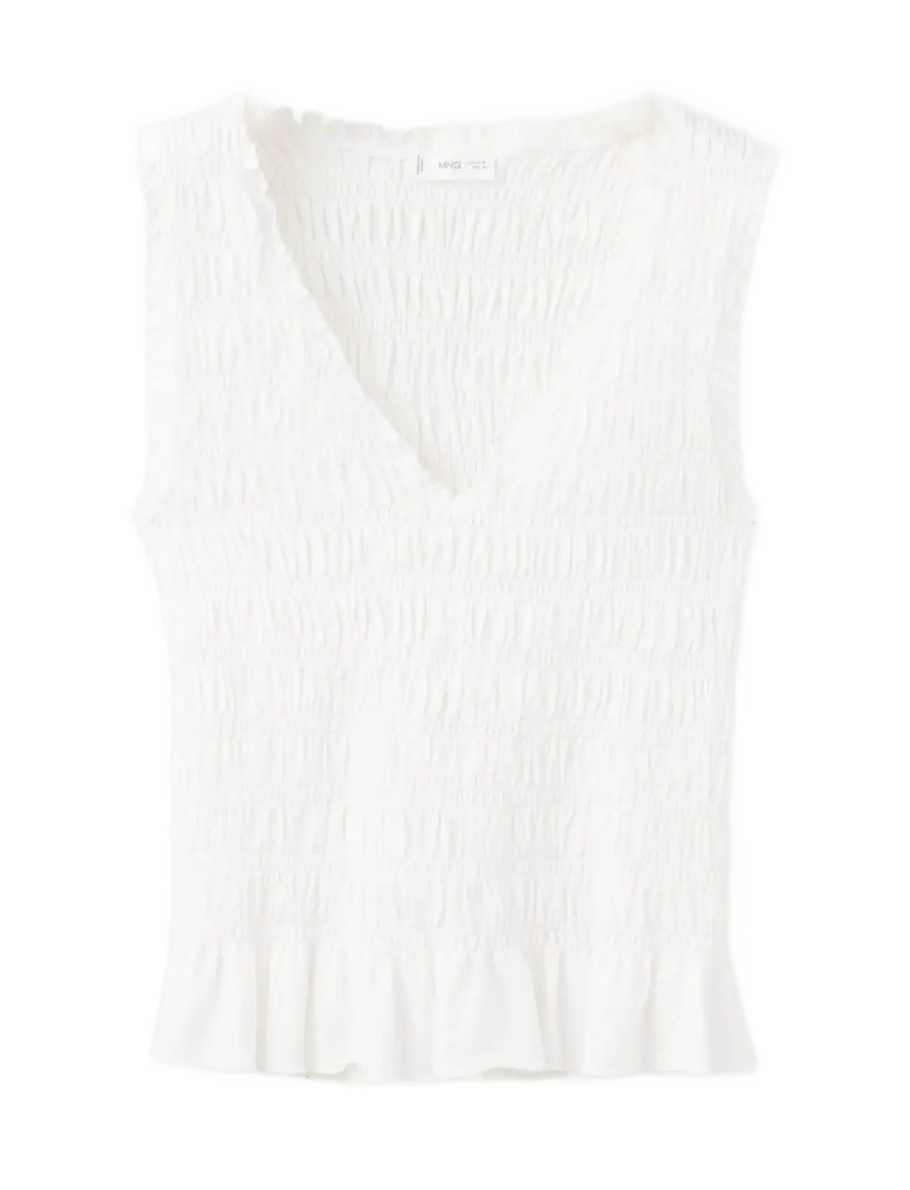 Mango - Ruched cotton top - linnen - natural white - 1