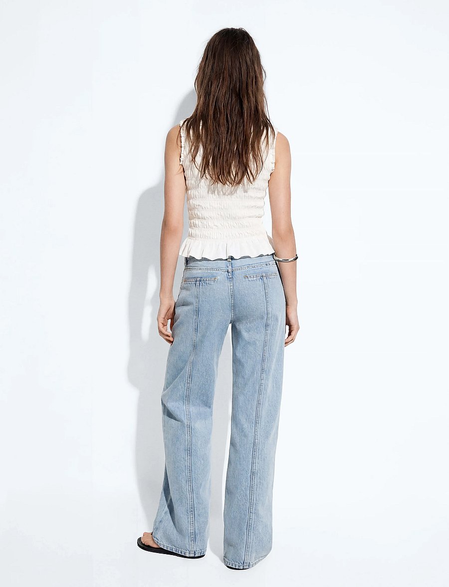 Mango - Ruched cotton top - linnen - natural white - 2