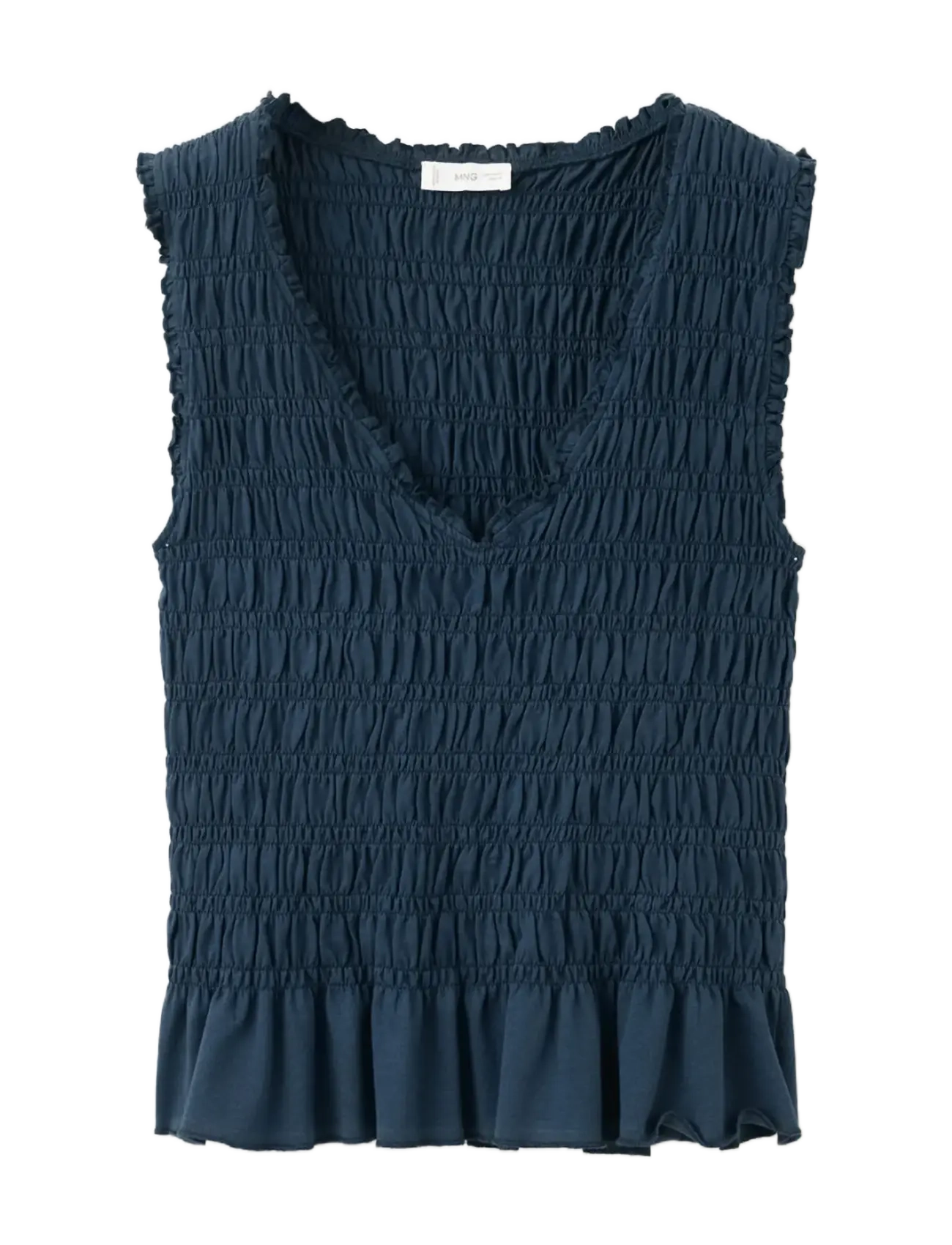 Mango Ruched cotton top - Toppe og t-shirts - NAVY / navy