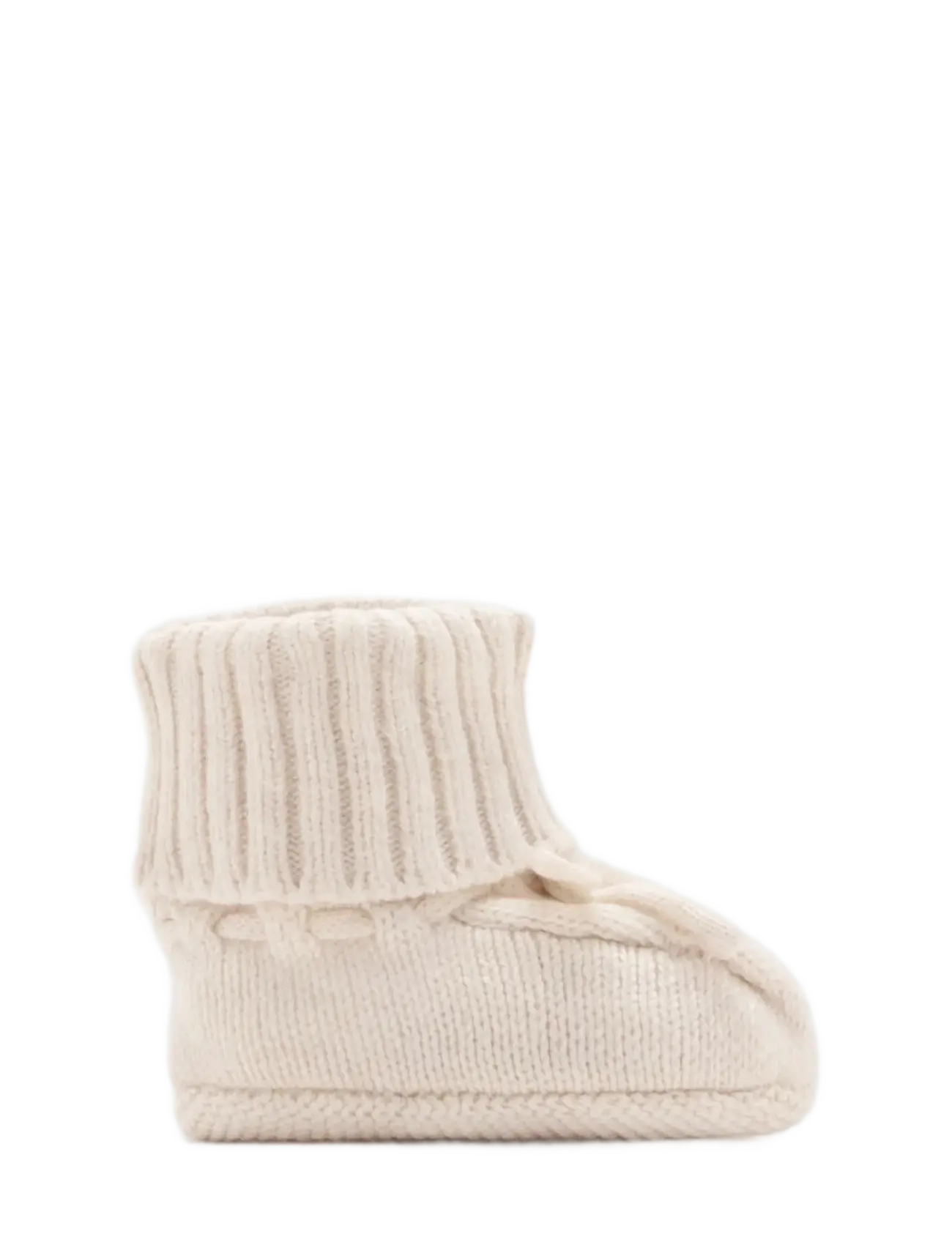 Mango Knitted Booties With Bow, Børn, Strikkede Babyfutter Med Sløjfe, Beige, Str: ONE SIZE