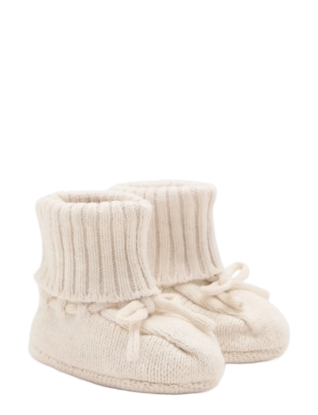 Mango - Knitted booties with bow - babysokker - lt pastel brown - 1