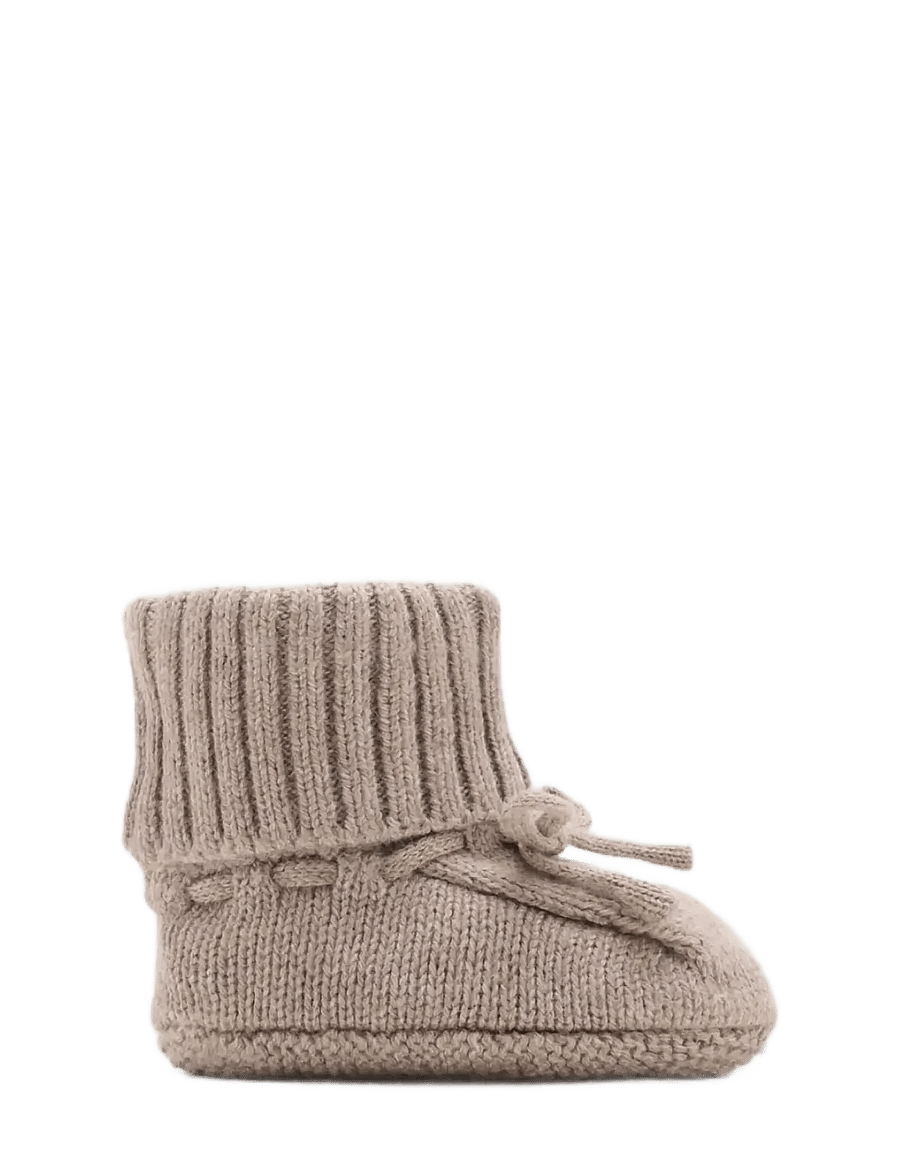 Mango - Knitted booties with bow - bebisstrumpor - medium brown - 0
