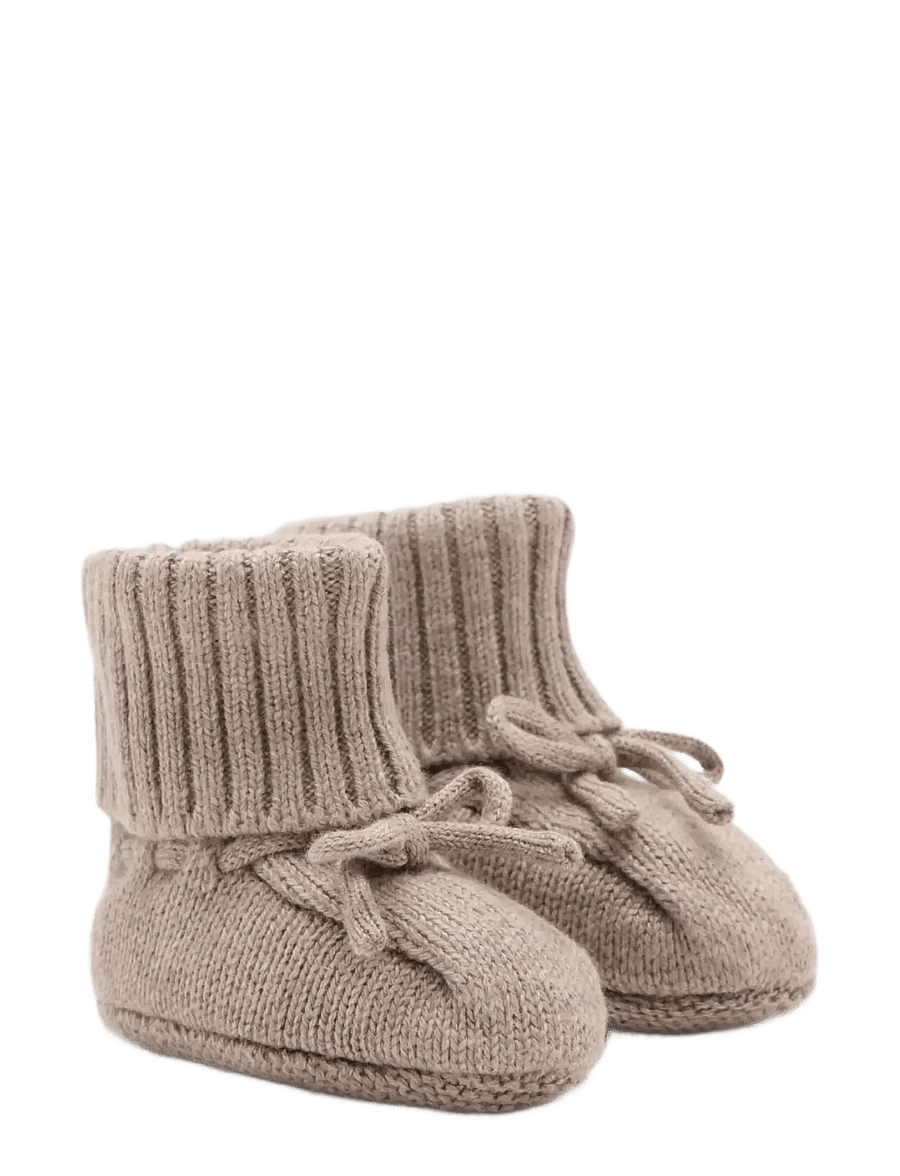Mango - Knitted booties with bow - bebisstrumpor - medium brown - 1