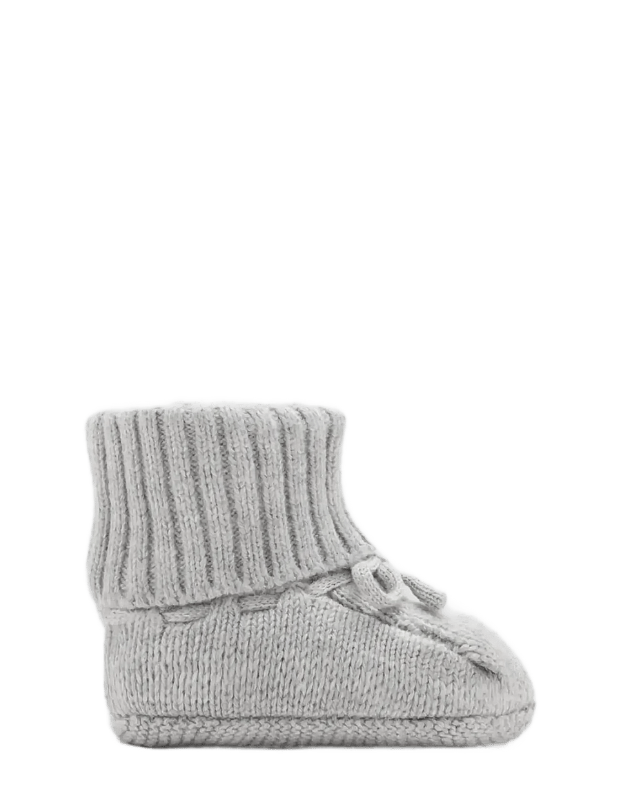 Mango - Knitted booties with bow - bebisstrumpor - medium grey - 0