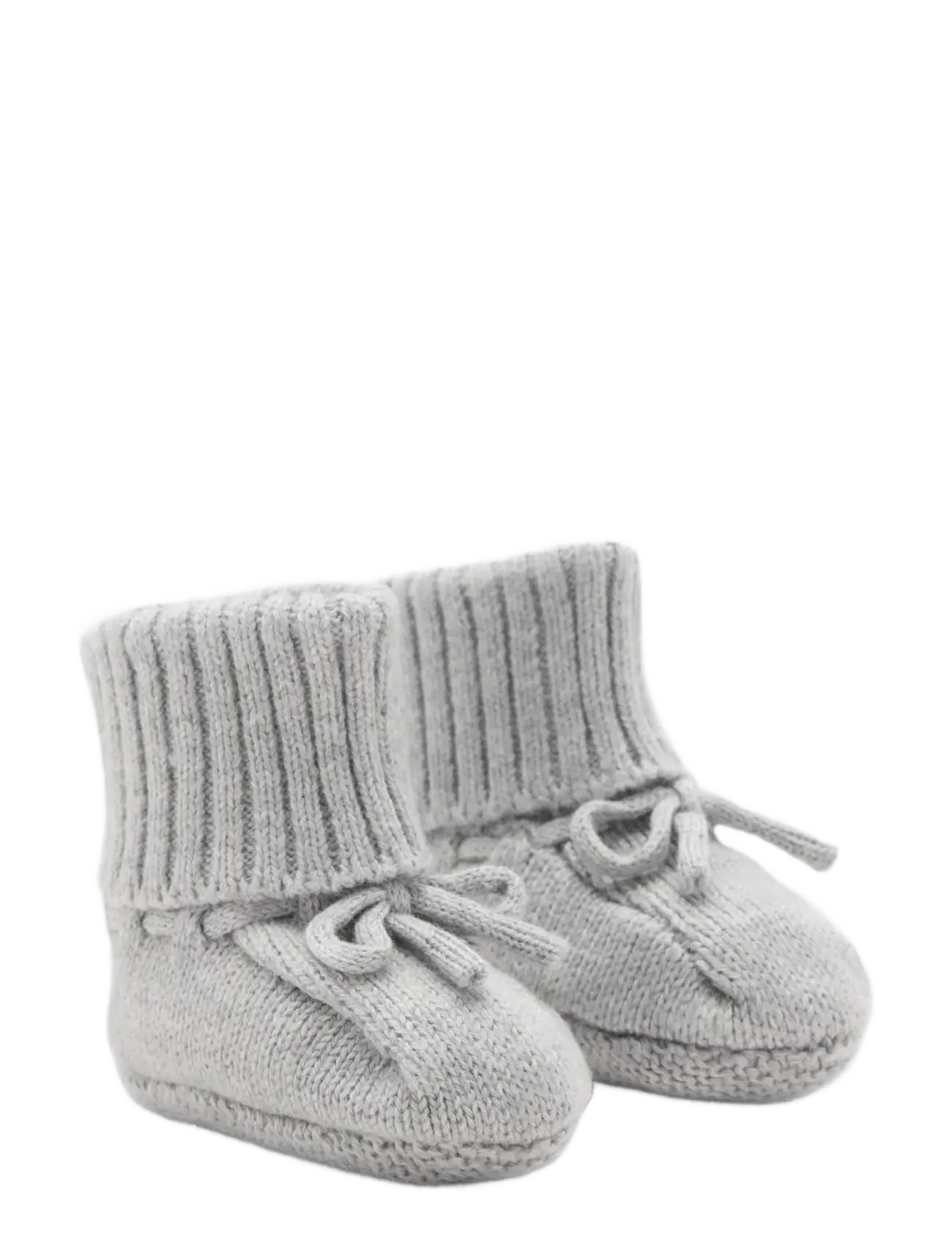 Mango - Knitted booties with bow - bebisstrumpor - medium grey - 1
