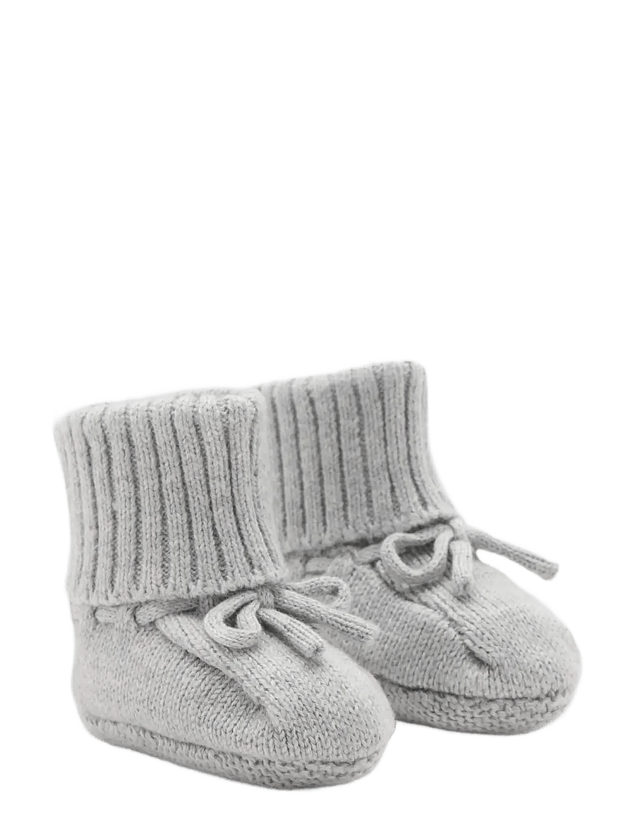 Mango - Knitted booties with bow - bebisstrumpor - medium grey - 1